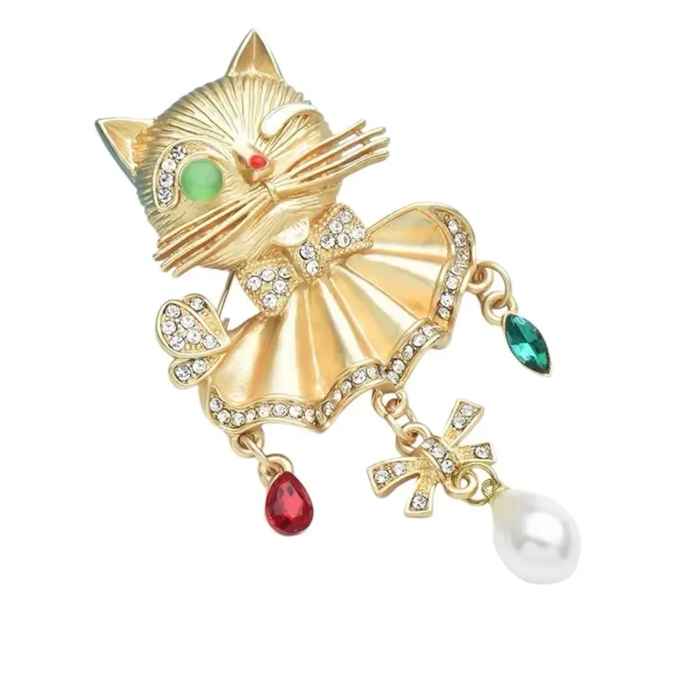 BRUSHED GOLDTONE‎ CAT BROOCH